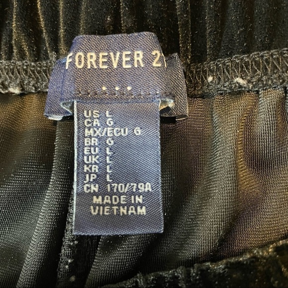 Forever 21 Retro Look Black Velour with White Side Stripes Joggers Sz.L - Picture 9 of 11